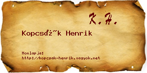 Kopcsák Henrik névjegykártya